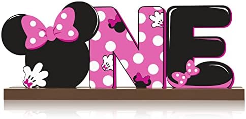 Лаффакт Однобуквенный Знак Дървена Маса Централните Елементи Розово Cartoony Мышонок Аксесоари за Парти на 1-ви Рожден Ден Украса на Масата за Година На Раждане На Дър?