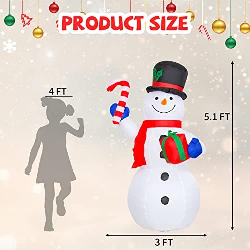 GOOSH 5 ФУТА Коледни Надуваеми играчки Снежен човек с Предавателна Надуваеми Декорации за Двор на Открито