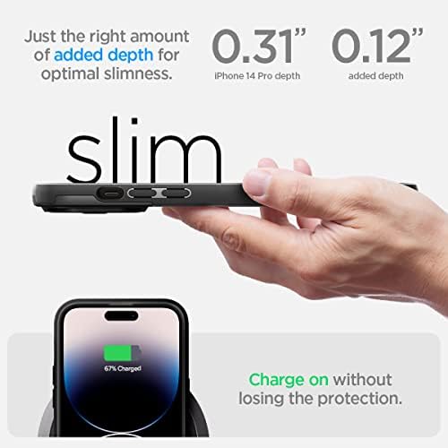 Spigen-Optik Armor (MagFit) е Съвместим с калъф MagSafe, създаден за iPhone 14 Pro (2022) - Черен
