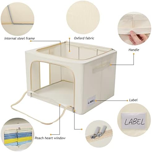 3 Опаковки Кутии-организатор за съхранение на дрехи - Сгъваеми Кутии за съхранение в метална рамка, штабелируемый