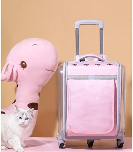 GRETD Чанта за количка за домашни любимци, Пешеходната чанта, чанта, Прозрачен раница с двойно предназначение Голям капацитет (розов цвят)