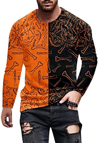Хелоуин, Мъжки 3D Цифрови Тениски, Мъжки тениски с Принтом Тиква за Хелоуин, Блуза, Дълга Дизайнерски Тениски