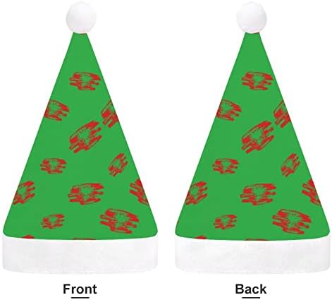 Vinage Албански Флаг Забавна Коледна Шапка на Дядо Коледа Шапки и Къси Плюшени с Бели Ръкавели за Коледното