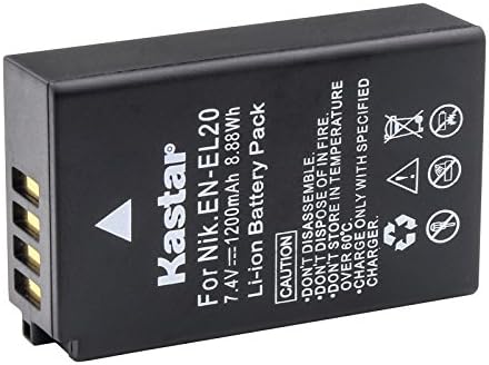 Батерия Kastar (X2) и коварен USB зарядно устройство с LCD дисплей за фотоапарат Nikon EN-EL20, ENEL20, EN-EL20a