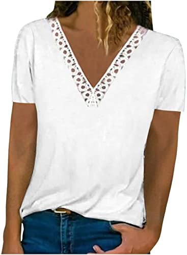 Тениска Дамски Лято Есен С Къс Ръкав 2023, V-Образно Деколте, Завързана Памук Топ с Цветен Модел, Тениска за Момичета 6I
