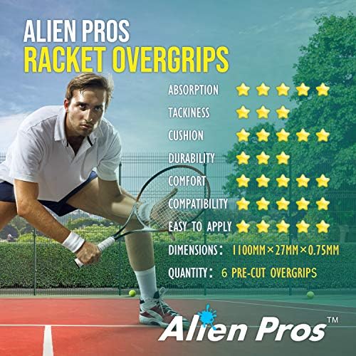 Лента за захващане на тенис ракети ALIEN ПЛЮСОВЕ (6 дръжки) – Предварително нарязани и лека на допир тенис дръжка –