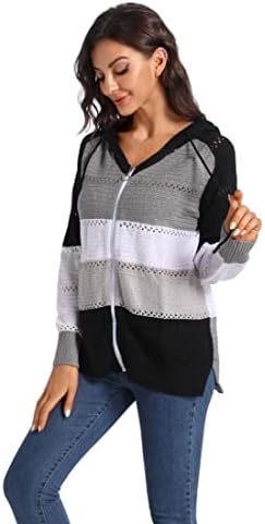 Vemodoo/ Дамски Трикотажни Блузи с цветен Блок, Пуловери с V-образно деколте и завязками, Леки Пуловери, Жилетки с цип