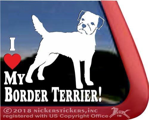 Аз обичам Своя гранична териер! Vinyl Стикер за кучета NickerStickers® На Прозореца на Колата, Камион, Таблет,