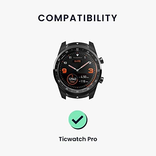 Каишка за часовник kwmobile е Съвместим с smart часовника Ticwatch Pro - Сменяеми Силикон каишка за часовник - Черен