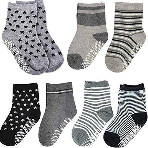Kakalu 6 Двойки Разношенных Нескользящих Памучни чорапи до Глезените, Проходилки за малки Момчета и Момичета, Нескользящие