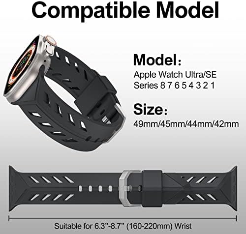 Спортен силиконов каишка за часовник Aopigavi, съвместим с каишка на Apple Watch 49 мм 42 мм 44 мм 45 мм, обновен,