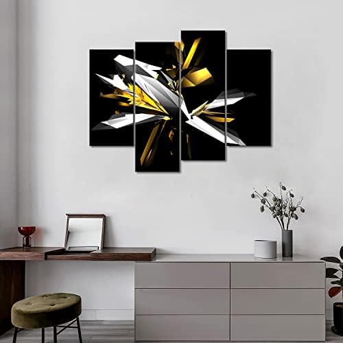Дигитално Изкуство Абстрактна Черен Бял Жълт Стенни Художествена Живопис Картини, Печат Върху Платно Абстрактна