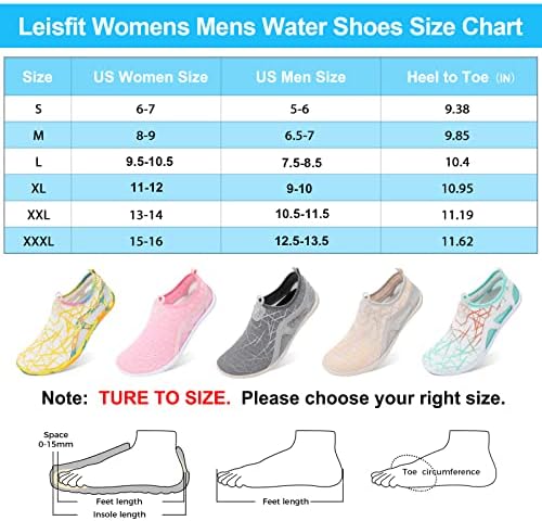 LeIsfIt Дамски Мъжки Водна Обувки на Бос бързо съхнещи Чорапи За Гмуркане, Без Закопчалка дължина на Плажната