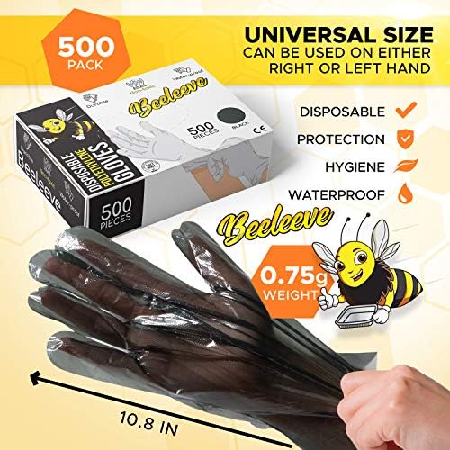 Еднократни найлонови ръкавици BEELEEVE [2x500-Скоростна] - Възможности за избор на цветове - Еднократни покривала за ръце за безопасно боравене с храна, приготвяне на хран
