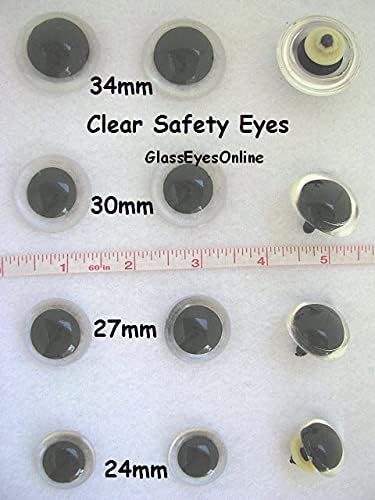 GlassEyesOnLine 5 Чифта Прозрачни Пластмасови защитни пъпки с шайби (30 мм)