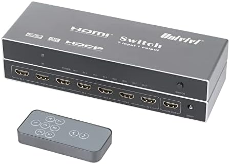 Univivi HDMI Превключвател с дистанционно управление 7 в 1 Изход HDMI Превключвател 4K @ 60Hz HDMI Избора HDMI Концентратор