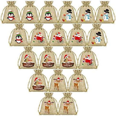 KUUQA 25 бр. Коледни Торби От Зебло Коледни Чанти На съвсем малък Малки Коледни Джутовые Торбички за Подаръци на Едро за