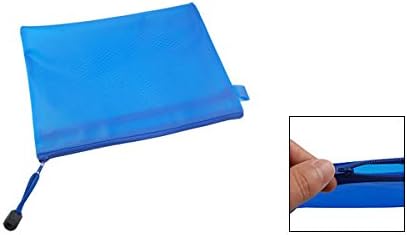 Преносим чанта за документи на хартиен носител Uxcell от мека пластмаса на мълния, синя