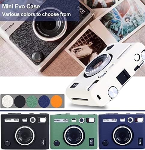 Защитен калъф Pocoukate за Instax Mini EVO, Мека Силиконова чанта-калъф с защитно фолио за фотоапарат миг печат Fujifilm Instax Mini EVO - Черен