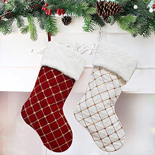 U-BUYHOUSE Коледен Отглеждане Подарък Чанта Коледен Чорап Практичен Здрав Полиестер Удобен Стилен Модерен с Плюшени белезници