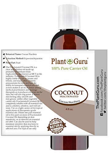 Фракционированное кокосово масло 4 унция на чистото MCT Natural Carrier - Овлажнител за кожата, лицето, тялото,