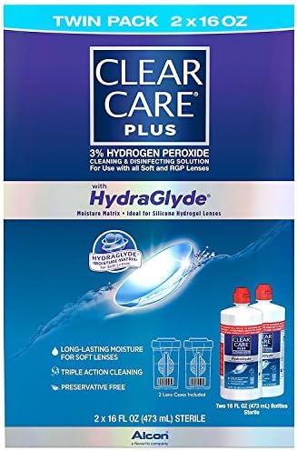 Clear Care Plus с почистващ и дезинфекционен разтвор Hydraglyde В комплект две опаковка с 2 футлярами за лещи по 16