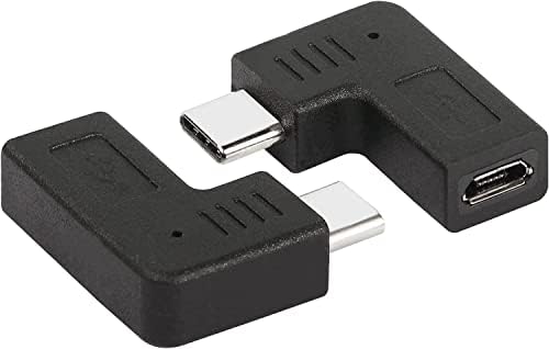 GELRHONR Правоъгълен USB адаптер C за Micro USB, 90 Градуса Тип C Щекер за Micro 5pin USB Конектор за зареждане и пренос на данни Конвертор Адаптер - 2 бр. /Черен