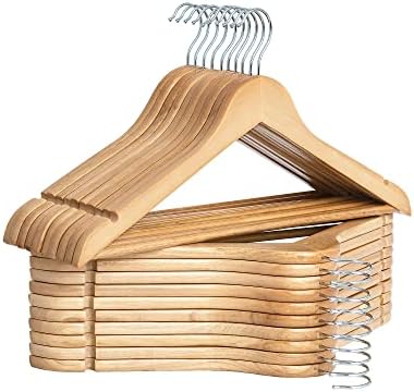Дървена Закачалка за дрехи StorageWorks, 20 Опаковки Сверхпрочных Закачалки за Дрехи, Закачалки от Дърво за Ризи, Сака, Панталони