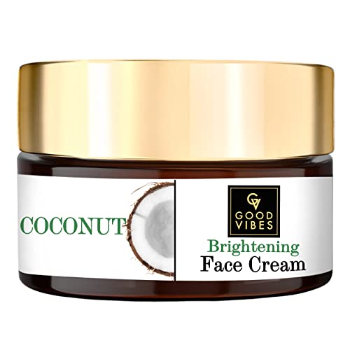 Осветляющий крем за лице с кокос Good Vibes | Хидратиращ Лека формула за всички типове кожа | Без парабени и сулфати (100 г / 3,53 унция)