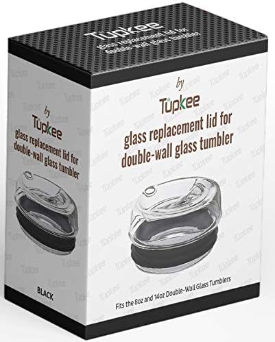 Замяна на Кутията за стъклени чаши Tupkee с Двойни Стени - За пътната Чаши от Бластване стъкло Ръчна изработка, 14 грама и 8 грама, Черен
