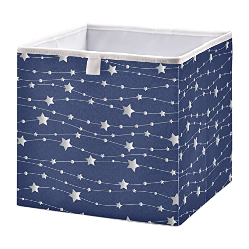 Кутия за съхранение на кубчета Blue Stars Wave Сгъваеми Кубчета за съхранение, Водоустойчив кош за играчки, Органайзер за кубчета, Кутии за играчки, Шкаф, Детски дрехи за м
