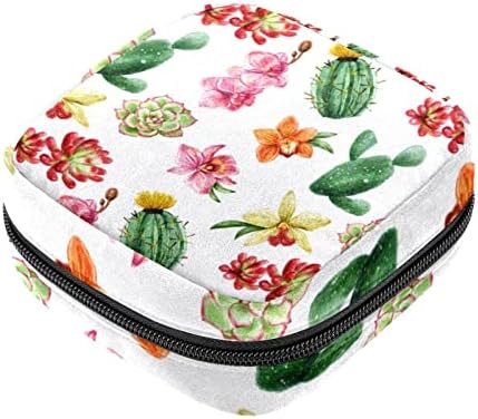 Чанта за съхранение на Хигиенни Кърпички, Чанта за Менструална Купа с цветя, Сукуленти, Преносими Чанти За Съхранение на Хигиенни
