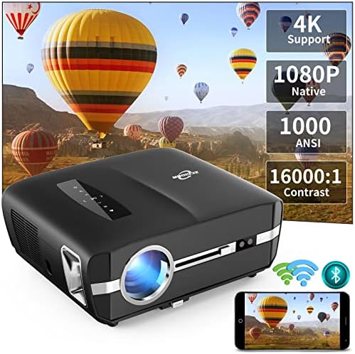 Обновен видео проектор с висока яркост 1000ANSI Lumen, собствен проектор 1080P 5G Wifi, Bluetooth С Поддръжка на 4K HDR10, Full