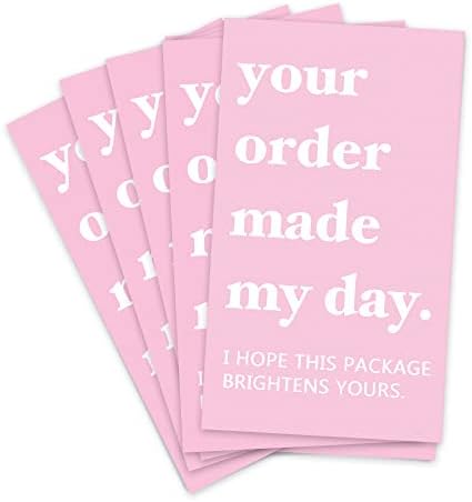 Благодарствени картички за малкия бизнес - пакет от 100 розови благодарственных бележки картон премиум-клас 3,5 на 2 инча, идеално подходящи за собствениците на малък