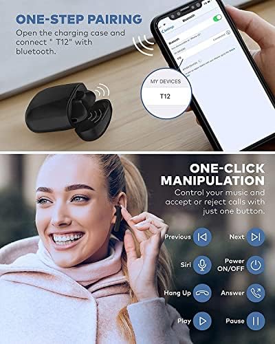Безжични слушалки Bluetooth 5.0 Слушалки с 30-часов цикъл на възпроизвеждане, Вграден микрофон, Водоустойчиви