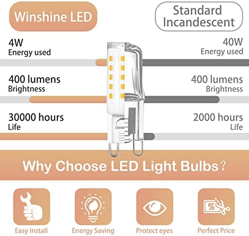 winshine 10 X 5 X 4000 До Естествена дневна светлина Led Крушка G9 с регулируема яркост от 4 W (еквивалент на 40
