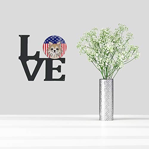 Carolin's Treasures BB2181WALV Американски Флаг и Чихуахуа На Метална стена С изображение на Любовта,