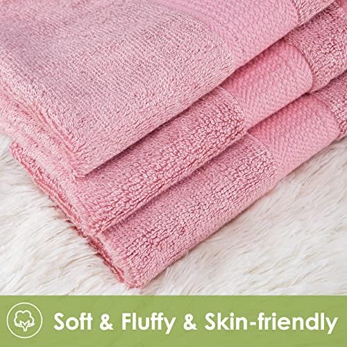 Бамбуковое Кърпа за ръце CANFOISON за лице и тяло, 2 опаковки, Определени Розови Кърпи за баня за Възрастни и