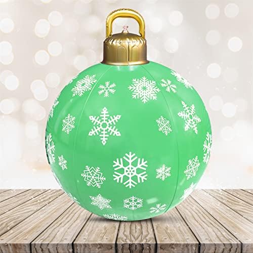 HHmei Коледа Decors Ball - 24-Инчов Цветна Топка на Открито, Коледен Надуваем Балон с Вграден led за Коледно