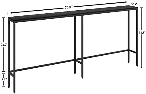 Конзола маса SONGXIN 70,9 , Модерен и Много Тесен-Дълъг-Разтегателен диван-маса За мека мебел, Тесен Вход Маса с черна Метална