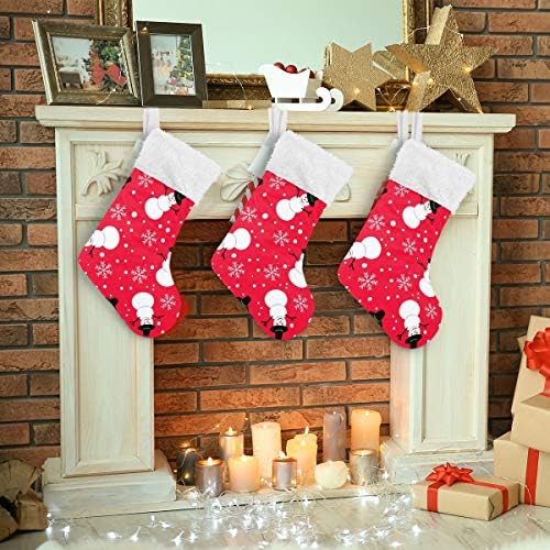 Коледни Чорапи ALAZA, Коледа, Снежен човек, Снежинки, Класически Персонализирани Големи Чулочные Украса за Семейни
