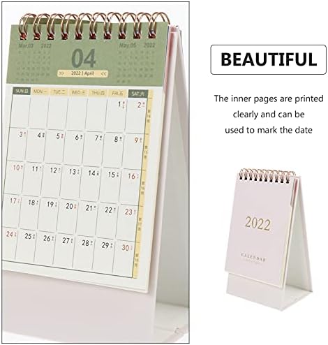 Мини-Календар NUOBESTY 2022, Настолен Календар на Макарата, Настолен Календар на Стойка за Домашния офис (Бежов)