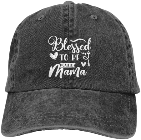 Дамски шапка Yipaidel Blessed to Be Called Мама Distressed Шапка, Регулируем Реколта бейзболна шапка за майка си и баба си