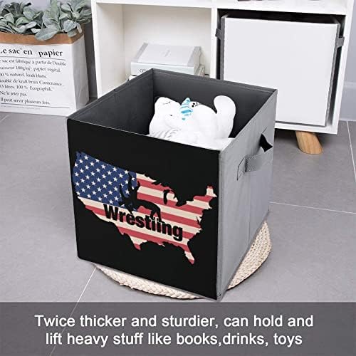 Американската Карта за Борба Флаг Сгъваем Текстилен Кутия За Съхранение на Кубчета 11-Инчови Сгъваеми Кутии За Съхранение с Дръжки