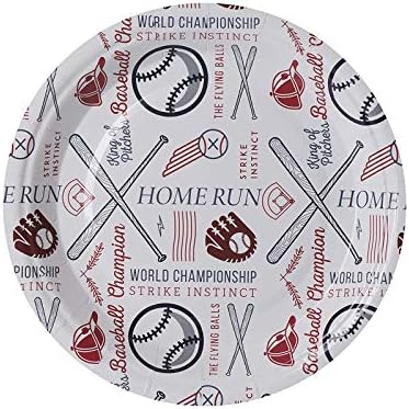 Хартиени чинии с бейзболна тематика Hammont (50 опаковки), Кръгли чинии за еднократна употреба 7 инча – Аксесоари