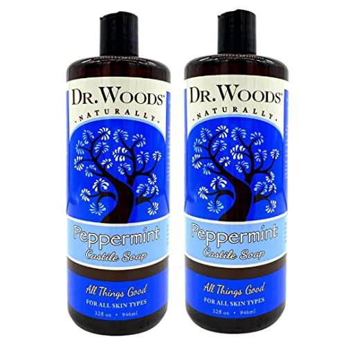 Течен Кастильское сапун Dr. Woods Pure с мента, 32 грама (опаковка от 2 броя)