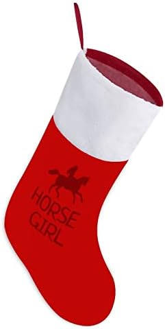 Коледни Чорапи за Момичета-Коне от Червено Кадифе, с Бял Пакет шоколадови Бонбони, Коледни Декорации и Аксесоари