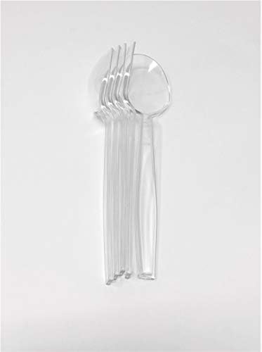 Fineline Settings за Еднократна употреба Прозрачни пластмасови прибори | Колекция съдове Flairware | Опаковка от 100 Суповых лъжички в 100 броя