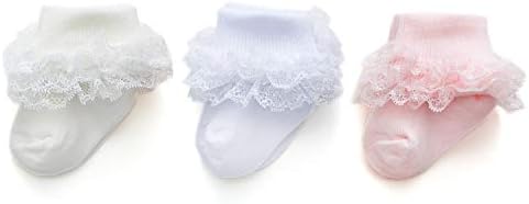 EPEIUS/ Дантелени Чорапи с белезници и рюшами за малки момичета, Елегантни Дантелени Чорапи с тройно дантела За Новородени/Кърмачета/деца,