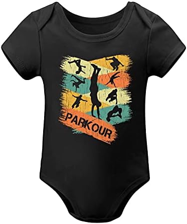 Ретро Паркур Свободно Тичане Забавен Детски Гащеризон Унисекс С Къс Ръкав В Черен Цвят